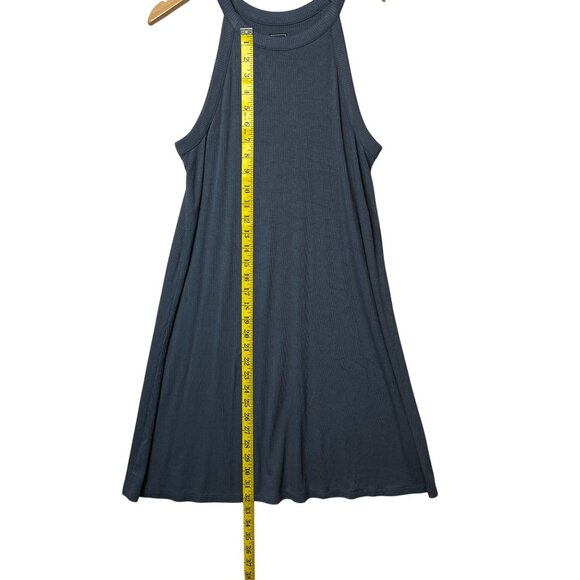 Gap Ribbed Halter Neck Sleeveless A-Line Dress S Blue Gray Rayon Blend - Picture 8 of 11